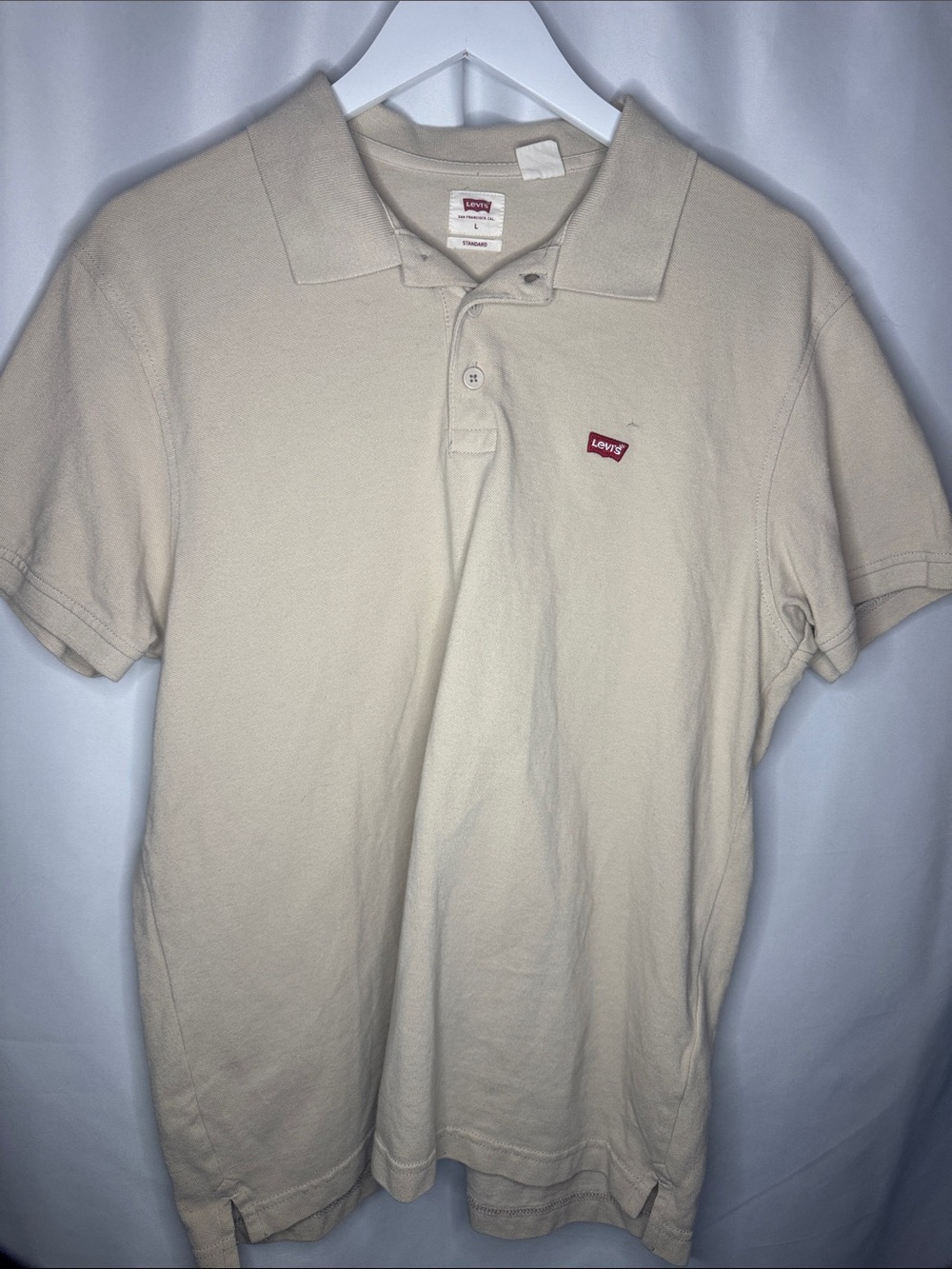 Levi's Men's Beige Polo with Red Logo